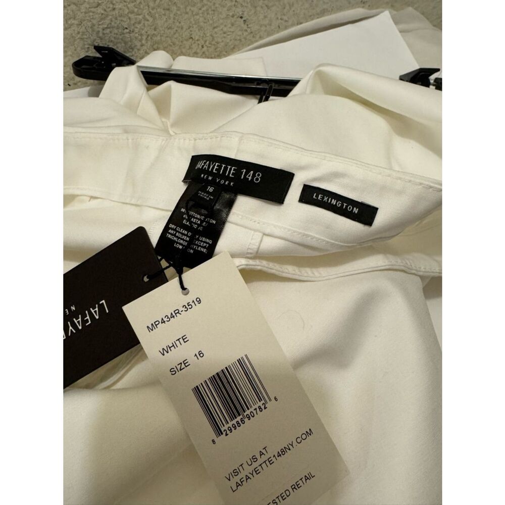 NWT Lafayette 148 New York Lexington White Cropped Straight-Leg Pants 16 - Picture 7 of 7